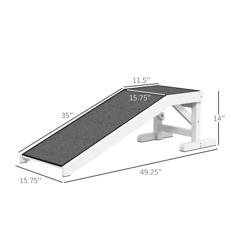 Dimension drawing: 49.25 in long, 15.75 in wide, 14 in high
